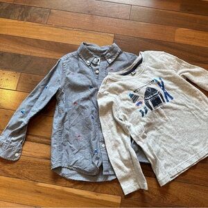 Ski set winter skiing Kids Gray and Cream Shirt Set